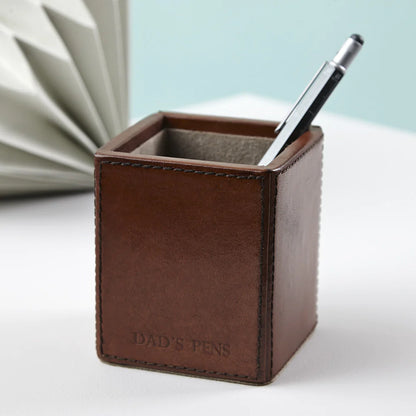 Leather Pen Pot - Square