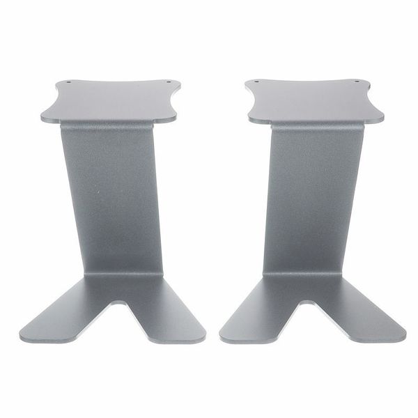 rear view of KM speaker stands in grey on white background