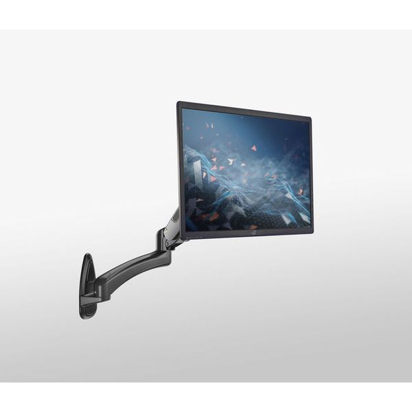 KM Audio wall monitor mount with screen attached to white wall