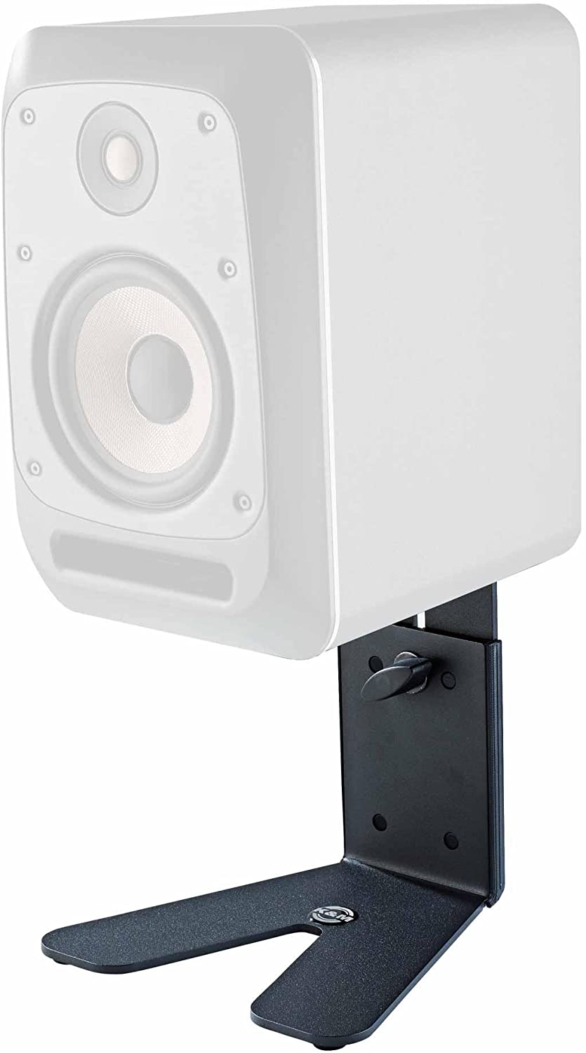 picture showing KM speaker stand with speaker on top on white background