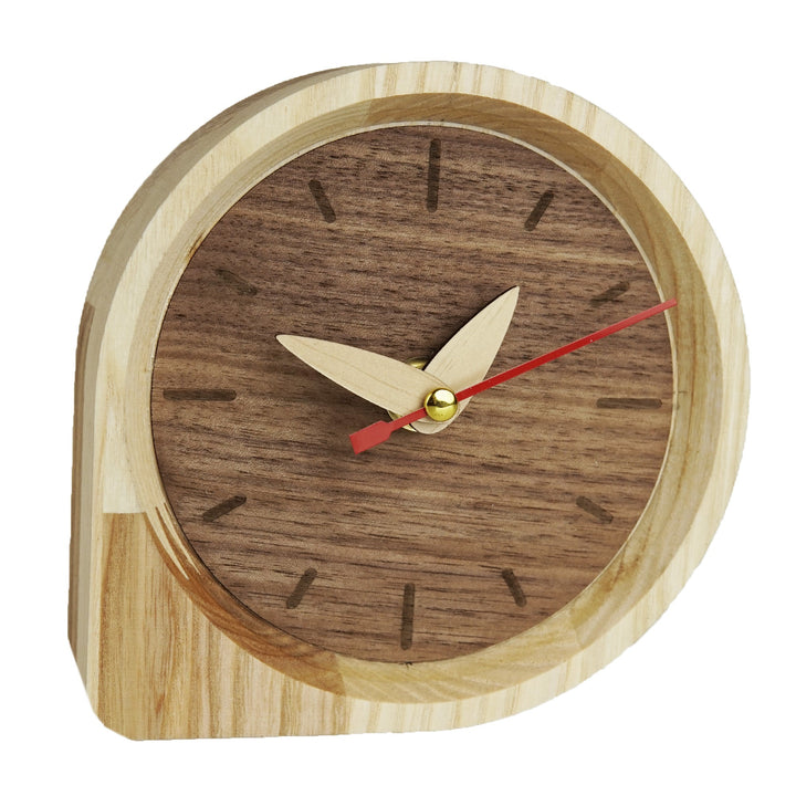 walnut and oak wood small desk clock