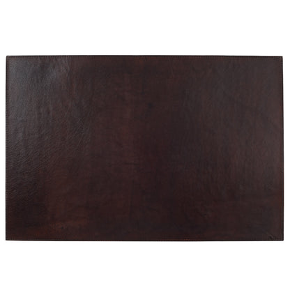 desk mat flat on surface in dark brown leather