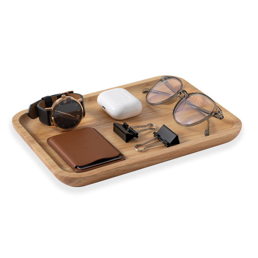 catchall tray by dotgrid, with accessories on a white background