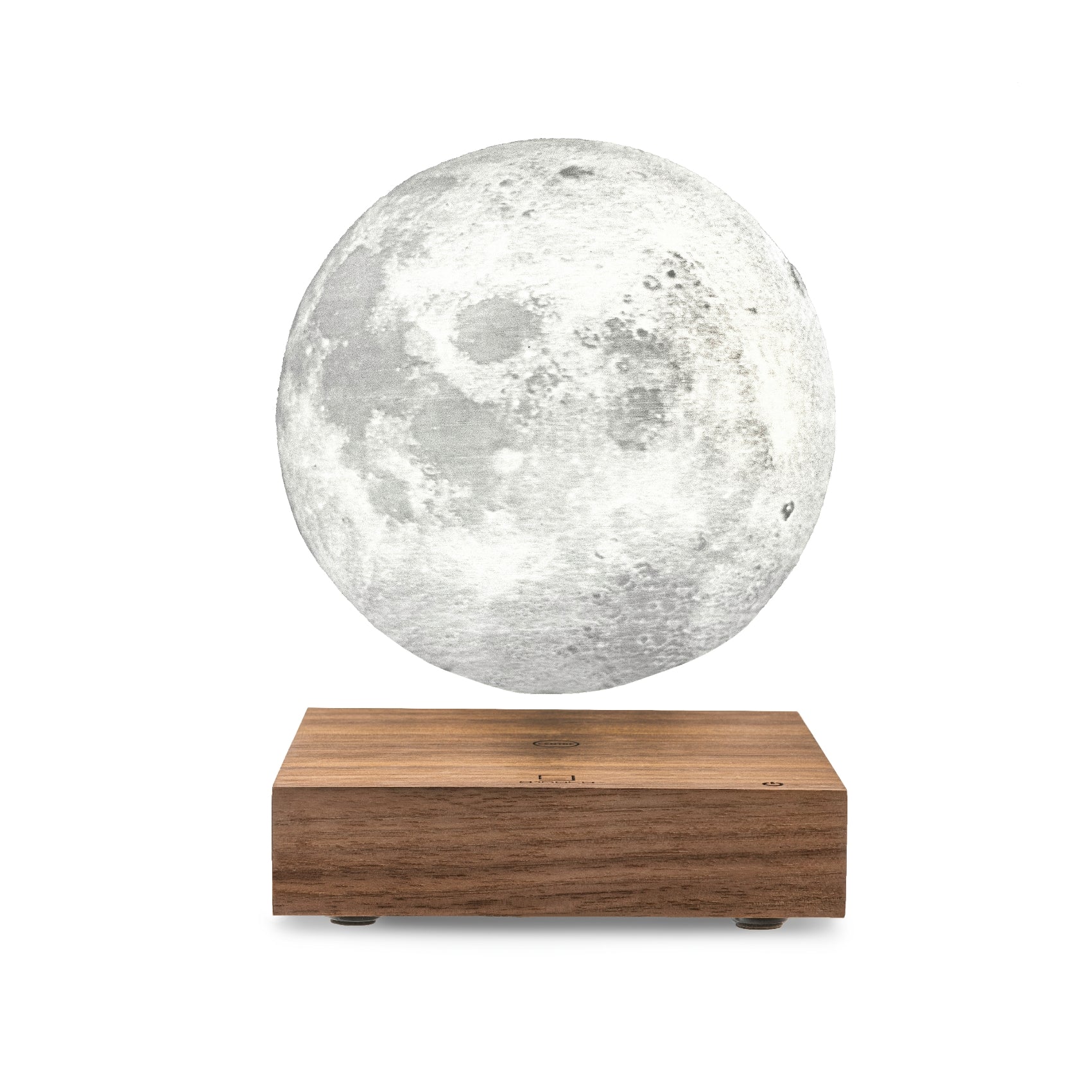 Gingko Smart Moon Lamp in Walnut on white background