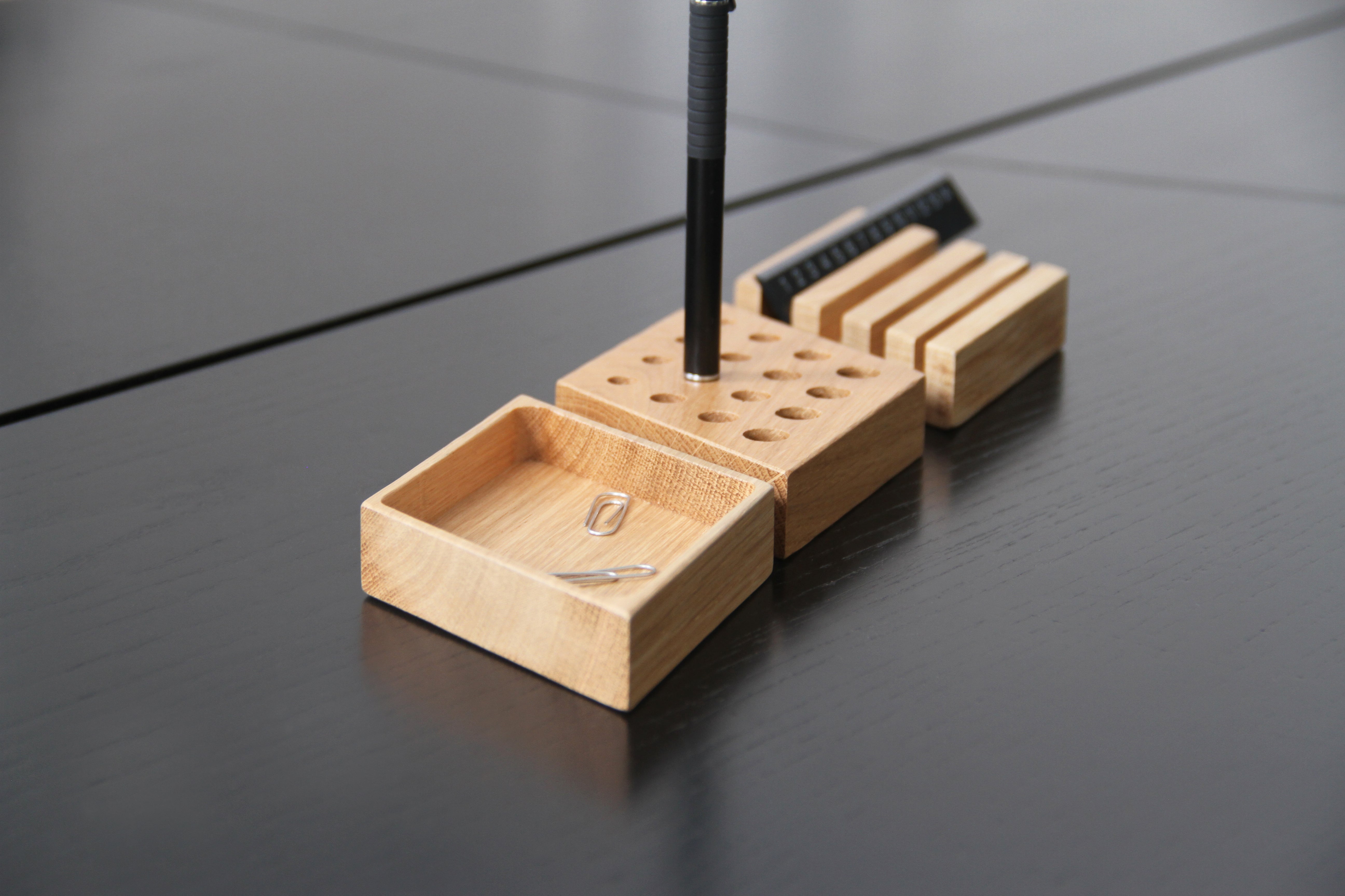 Wooden shop desk organiser