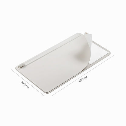 white vegan leather orbitkey mouse mat showing dimensions on a white background