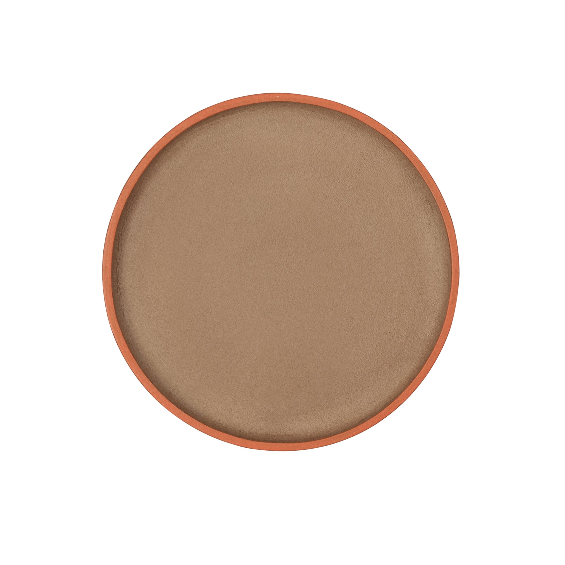 round plato organiser tray in brown leather
