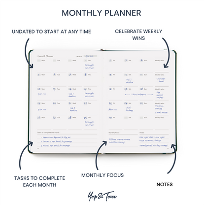 monthly planner design showed against white background 