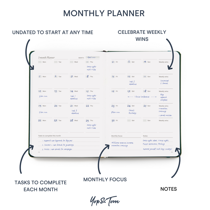 monthly planner design showed against white background 