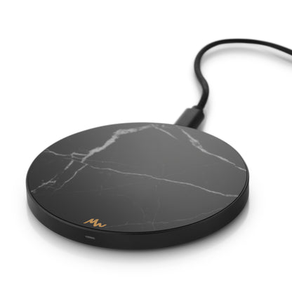 black marble qi charger on white background