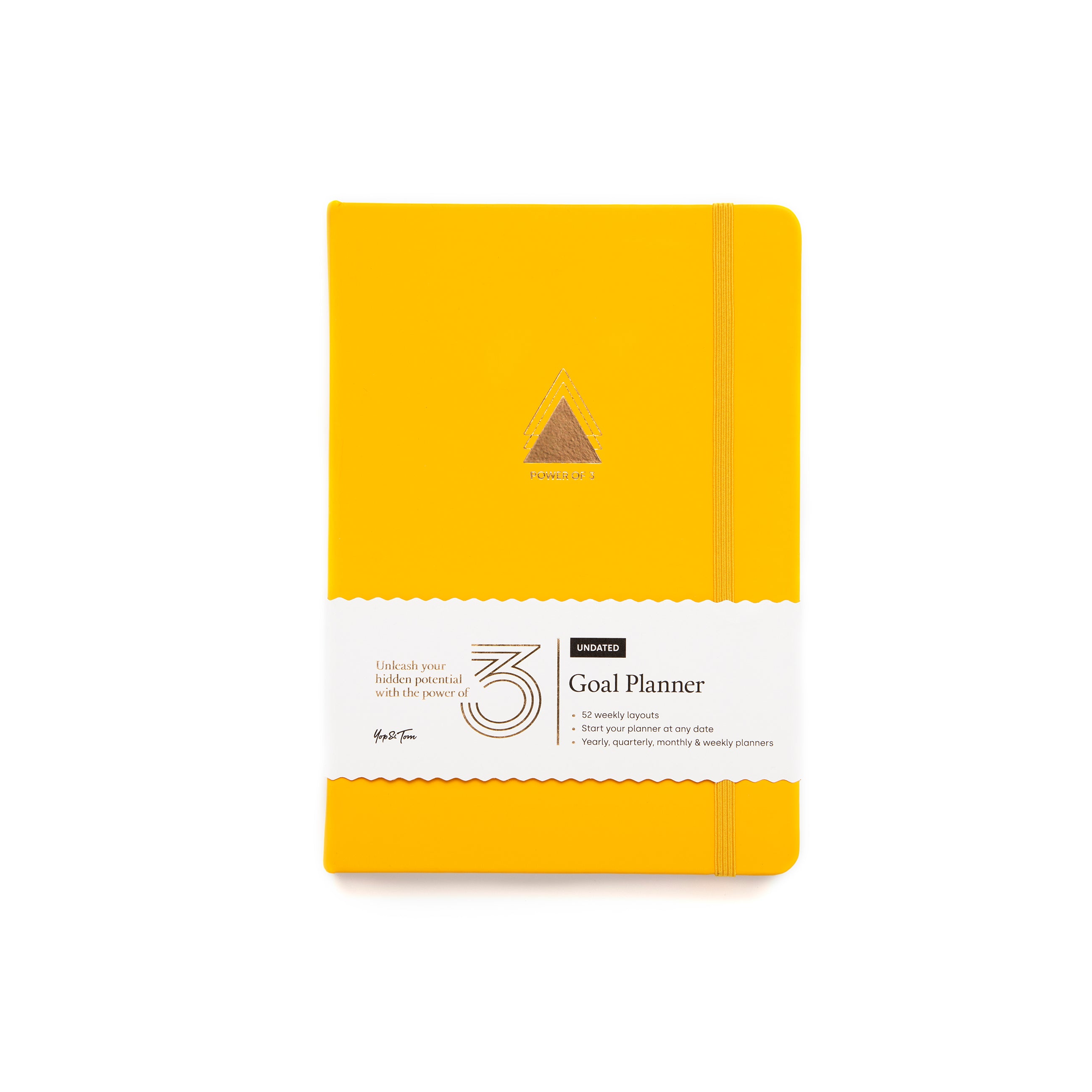 yellow power of three goal planner on white background