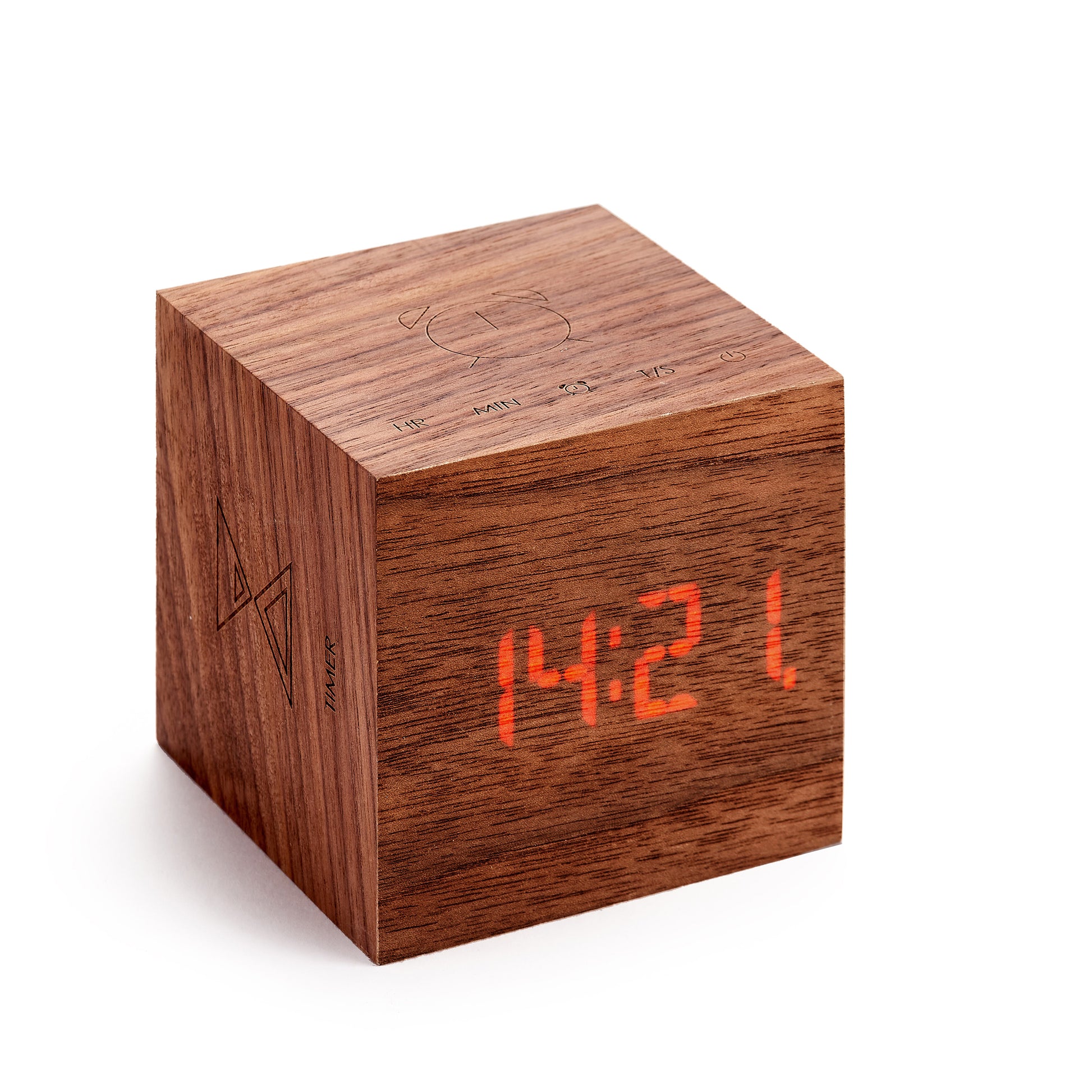 walnut colour gingko cube plus clock