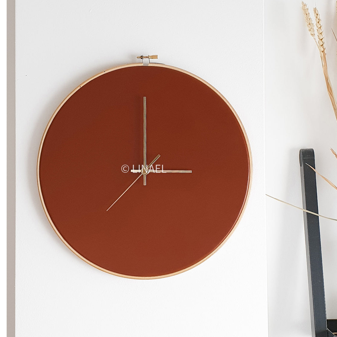 xl brown leather wall clock